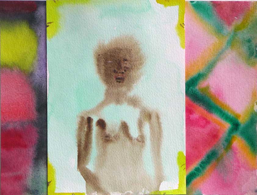 Woman with Red and Green Fabric