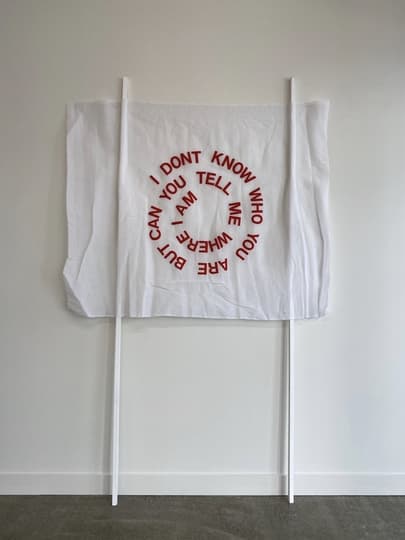 I DON’T KNOW WHO YOU ARE BUT CAN YOU TELL ME WHERE I AM (soft placard)