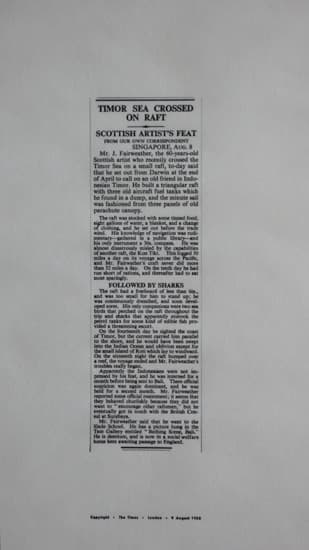 Timor Sea Crossed on Raft: Scottish Artists Feat