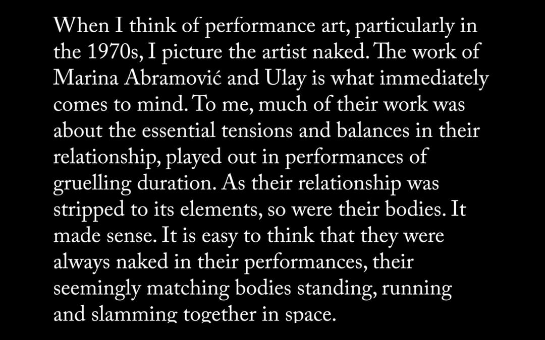 The Naked Body and Clothing in Performance Art: A Survey
