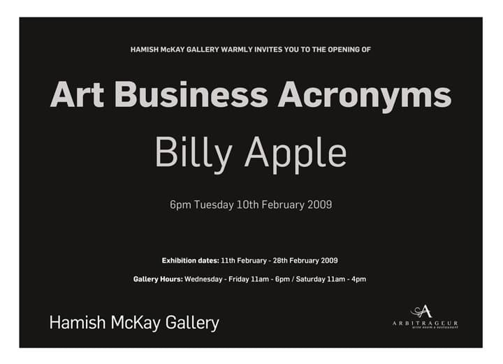 Billy Apple - Art Business Acronyms