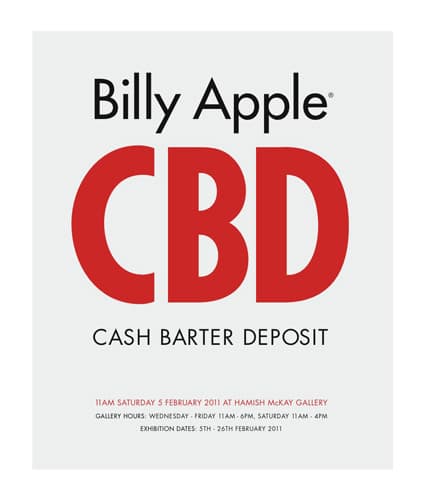 Billy Apple - CBD cash barter deposit